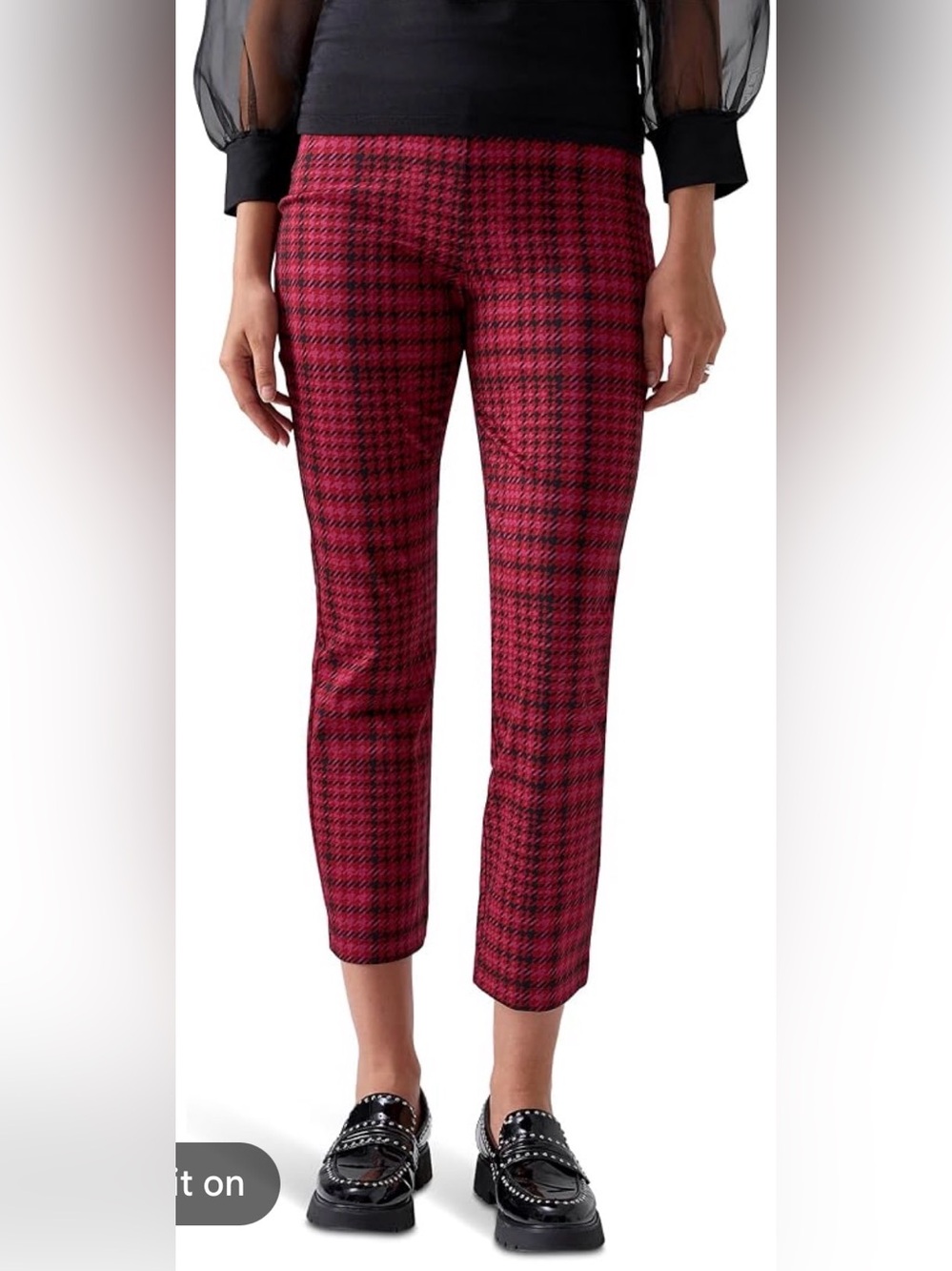 Sanctuary Runway Red Houndstooth Ankle Pants.